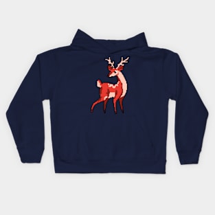 Elegant Antlers: Pixel Art Deer Design for Fashionable Attire Kids Hoodie